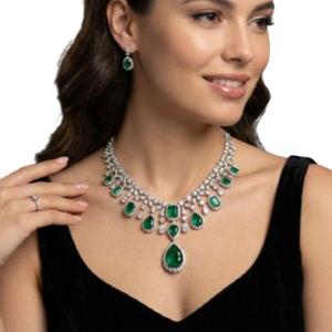 Lab-Grown Three-Prong Set Diamond Half Tennis Necklace