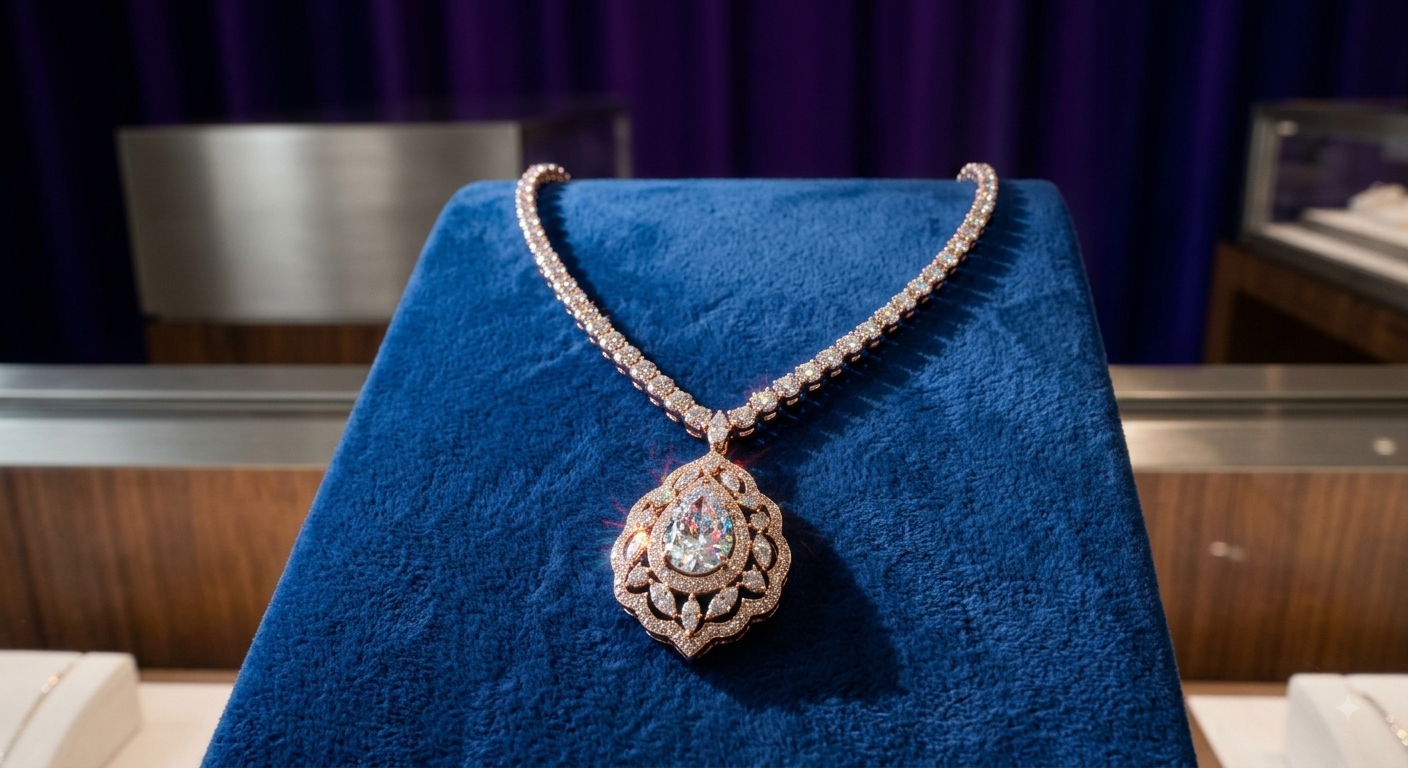 Lab-Grown Three-Prong Set Diamond Half Tennis Necklace - Image 3